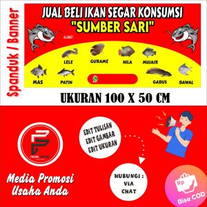 Spanduk Jual Ikan / Banner Jual Ikan / Spanduk Ukuran 100 x 50 cm
