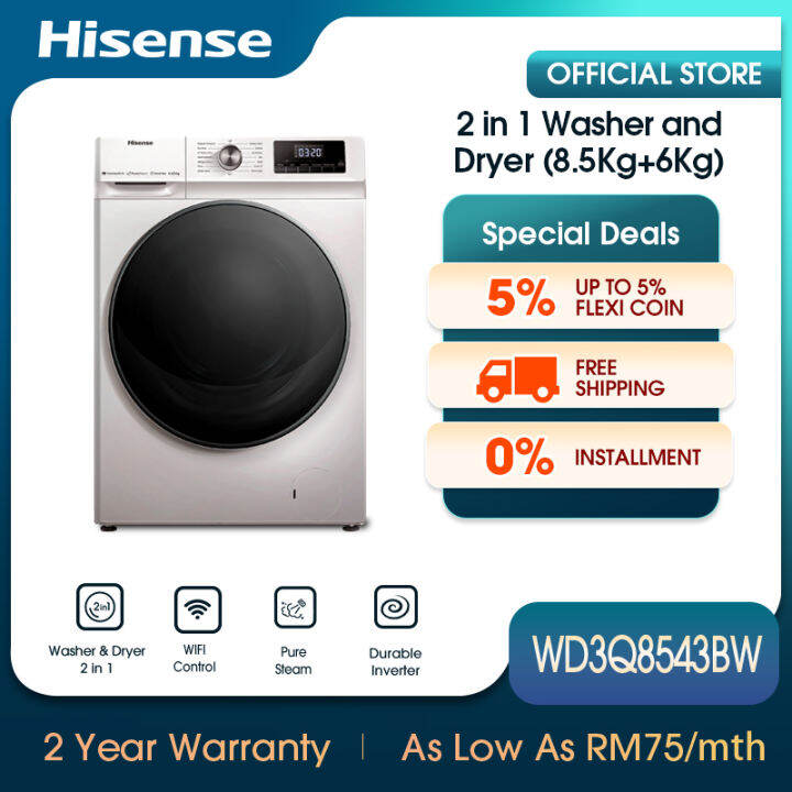 [FREE INSTALL] Hisense 2-in-1 Front Load Inverter Washer (8.5+6kg ...