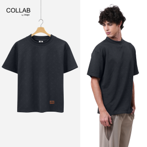COLLAB by Inspi Premium Textured Tshirt for Men and Woman Oversized Plain Tops Boxy Cropped Tees Collection Menswear Korean Loose Fit Shirts