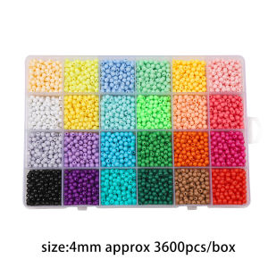 3600pcs/Box 4mm 24 Colors Acrylic Beads Kit Set for Necklace Bracelet Keychain DIY Jewelry Craft Making