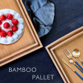 Bamboo Serving Tray Kitchen Food Tray with Handles Serving Platters Tray Tea Breakfast Saucer Fruit Pallet Wood Plate for Dinners Party, Table Breakfast Snack. 