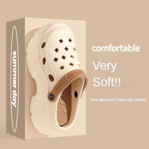 Cross 7CM High Heel Flat Sandals For Women Cartoon Non-slip Slippers For Summer Korean Hole Shoes Chunky Sandals #COD