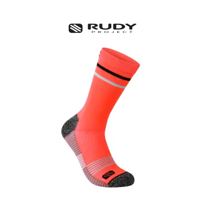 Rudy Project Crew Cut Sports Socks – Orange Fluo | Breathable | Performance Cycling and Running Socks
