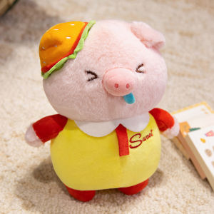 JOJO CASTLE Cute Cartoon Hamburger Pig Plush Toys Ice Cream Pig Doll Piggy Plushie Soft Childrens Toy Birthday Gifts Kawaii Room Decoration