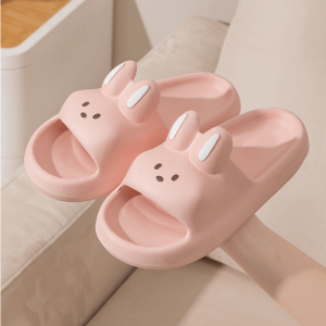 Cute Thick Soled Rabbit Slippers Anti Slip Soft Women Slippers Outer Wear Shoes PVC Slides Sandals Women Men