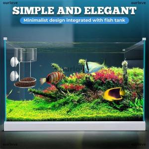 [COD] ourlove หลอดอะคริลิกใส่อาหารปลาที่ใส่อาหารปลาพร้อมถ้วยดูดสำหรับ2025ตู้ปลาใหม่