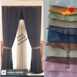 Gorden blacout tebal ungu depan dof belakang glosi cocok untuk jendela besar dan tinggi