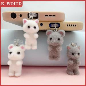 【E-WOITD】 จี้ห้อยตกแต่งโทรศัพท์รูปหนูแมวน่ารัก อุปกรณ์เสริมสำหรับ iPhone สำหรับ Samsung Type-C พอร์ตชาร์จ