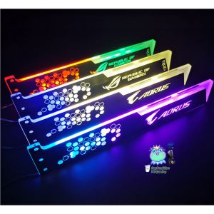 ชุดค้ําการ์ดจออะคริลิคRGB 28CM หัว4Pin เสียบPSUได้เลย VGA Holder Auto RGB 28cm