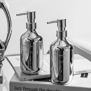 Large-capacity Refillable Silver-plated Dispenser Bottles for Shampoo Shower Gel Hand Wash Lotion and Sanitizer Bathroom