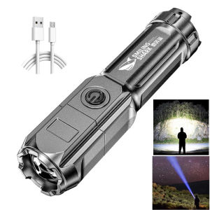 【LIFE OS】Premium Quality Flashlight With Long Light Range Flashlight LED Aluminum-Cadmium  & Extra Brightness 2 IN 1 Torch Light Chargeable Super Bright LED Flashlight Lampu Suluh Terang Jarak Jauh LED Kecil Silau SO1001