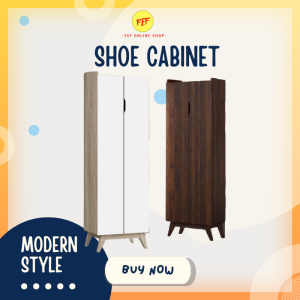 💕FEF SHOP💕FEF 99779978 High Shoe Cabinet / Natural & Walnut / Almari Kasut 2 Pintu
