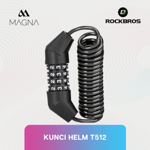 Kunci Helm Sepeda Rockbros T512 Hitam Bicycle Password 4 Digit Code Safety Cycling Lock Steel Kombinasi 4 Angka Waterproof Anti Maling Nomor MTB Angka Roadbike Sepedah