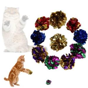 Pack of 5 Cats Crinkle Balls For Indoor Play Kitten Colorful Balls Sound Paper Balls Engaging Toy