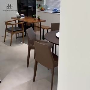 Dining Table Chair Combination Rotating Round Table with Turntable Solid Wood Small Apartment