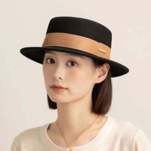 NCUMBE Vintage Looking Woolen Jazz Cap Versatile Flat Woolen Formal Hat Elegant Retro British Top Hat Lady