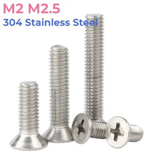 304 Stainless Steel Cross Phillips Flat Countersunk Head Screw Bolt M2 M2.5 Phillips Screws Bolts