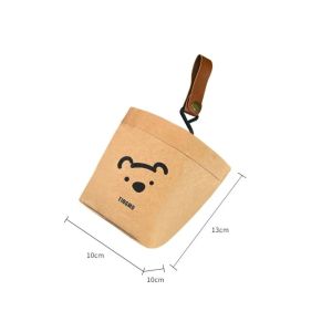 SUNNY BAR Bear Shaped Car Air Vent Trash Can Multipurpose Portable Vehicle Organizer Multifunctional Mounted Design Kraft Paper Storage Bag Car Use