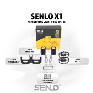 Original SENLO X1 Plus Mini Driving Light 60 Watts MDL for Motorcycles Cars - Auxiliary Light Fog Light 6 MONTHS WARRANTY