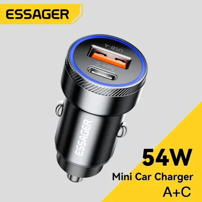 Essager 54W USB Car Charger 5A Fast Charge 3.0 QC PD 3.0 SCP AFC 30W USB Type C Quick Charging For iPhone Huawei Samsung Xiaomi