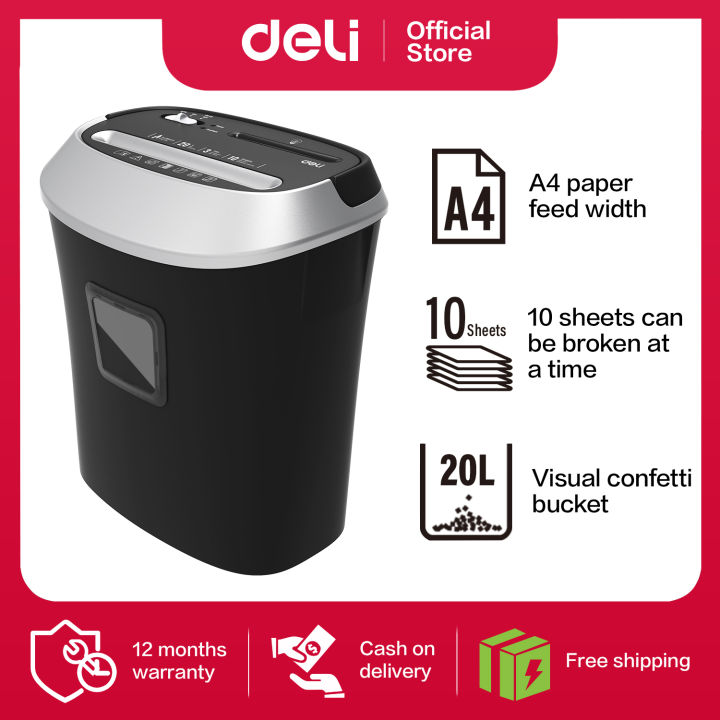 Deli 20L Paper Shredder Machine Paper Shredder Micro Cut Can Shred