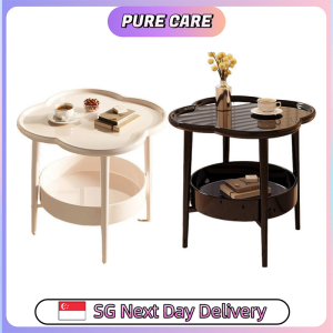 【Pure Care】 Nordic Coffee Table / Round Side Coffee Table / Modern Side Table with Shelf