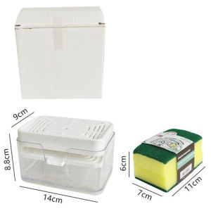 1pc Kitchen Dish Soap Dispenser With Sponge Holder 2-in-1 Countertop Soap Pump Dispenser Sponge Caddy Easy Refill Non