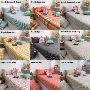 Bộ ga giường và vỏ gối cotton tc REE Bedding CTC44 sọc caro đủ size nệm 1m2 1m4 1m6 1m8 2m cực đẹp