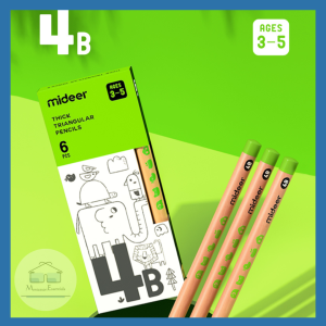 (4B Pencil) Mideer Wooden Thick Triangular - Children Kid Pencils for Writing and Correction Grip Pencil School