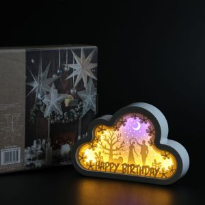 U-likee Fairy Cloud Shape LED Light Shadow Paper Carving Night Lamp Wall Art Room Bedroom Decorative Lamp Christmas Birthday Gift