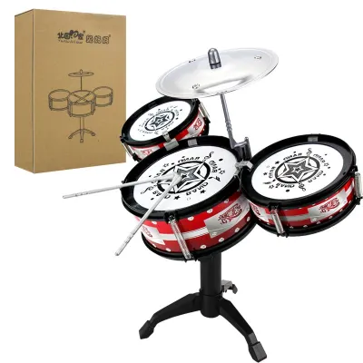 Children Kids Jazz Drum Set Musical Educational Instrument Toy 5 Drums Small Stool for Boys Girls