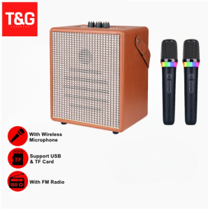 V11 Pro Bluetooth Karaoke Speaker Stereo Sound support TF Card USB AUX In with RGB Two Wireless Microphone