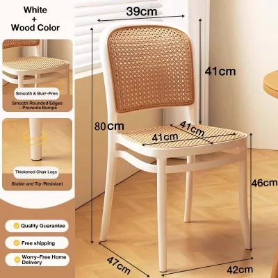 POLAR BEAR Dining Chair with Backrests Rattan Plastic Chairs Stackable Nordic Plastic Chair
