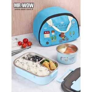 304 Stainless Steel Lunch Box/3 Compartments/Food Containers Thermos Food Box/Free Utensil Set