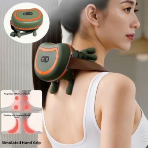 YERZ Wireless Bionic Finger Massager Kneading Technology USB Rechargeable Trapezius Massager Professional Multi-functional Cervical Massage Device Cervical Spine