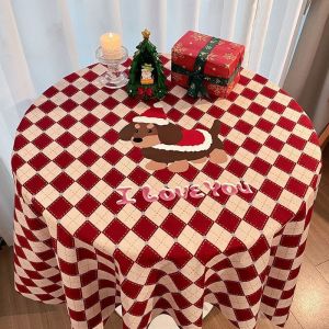 Khăn trải bàn Giáng sinh ins Phong cách cổ điển trang trí vải kẻ caro cho bàn ăn bàn cà phê thảm bàn nền chụp ảnh
