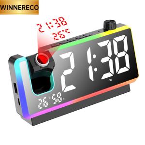 Projection Alarm Clock Large LED Display Dual Alarms LED Mirror for Hearing Impaired & Deaf People
