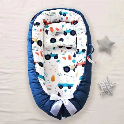 Cotton Baby Bed Cotton Baby Nest with Baby Pillow Washable Crib Baby Quilt for Baby Removable