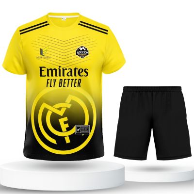 Bộ quần áo bóng đá, đồ đá banh REAL Vàng, thun lạnh cao cấp, Long Thanh Sport