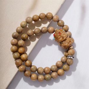 VÒNG CHUỖI GỖ ĐÀN HƯƠNG XANH KHẮC LỤC ĐỘ PHẬT MẪU TARA XANH 2 LỚP TẶNG HỘP