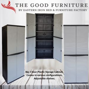 [TheGoodFurniture] Storage Cabinet Plastic Wardrobe Utility  waterproof outdoor Cupboard Multipurpose cabinet Plastic cabinet cupboard storage Suitable for semi- sheltered places like balcony.  Big 2 Door. FAST DELIVERY.