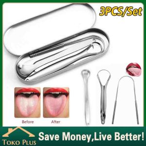【Pengiriman cepat】Alat Pembersih Lidah Dewasa Stainless Steel Scraper Pembersih Lidah Pengikis Lidah Bau Perawatan