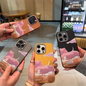 Phone Case For Samsung A02S A03S A03 A04E A04 A05 A05S A06 A07 A12 A125 A13 A13LIE A04S A14 A15 A16 A17 A23 A24 A26 A32 A36 A53 A54 A55 A56 Casing Samsung M02S M04 M13 M05 M14 M12 M23 Pink Clouds Leather Texture TPU Case Cover PWJK1061A