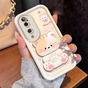 FOR เคส เคสสำหรับ VIVO V40 PRO 5G 2024 VIVO V40 5G v50 5g เคสศัพท์ เคสนิ่มซิลิโคนกันกระแทก ดีไซน์ใหม่สวยงาม ลายการ์ตูนแมวพร้อมที่วางกระจก JTMMZJ01