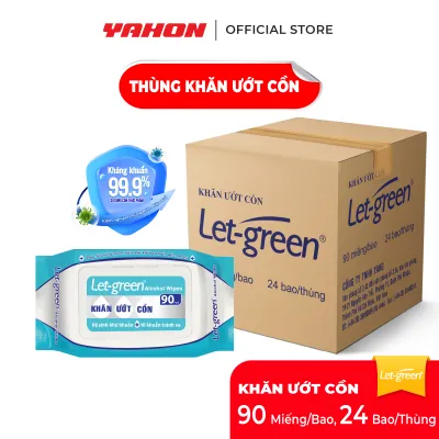 Thùng 24 Bao Khăn Ướt Cồn LET-GREEN 90 Miếng | Sạch Khuẩn Tức Thì