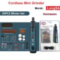 Bor Mini Grinder Set Cordless 3.6V Mini Drill Tuner Mesin Ukir Poles 3 Kecepatan 50 Aksesoris Alat Ukir Grafir 15000RPM Cordless Gerinda Listrik Mini Electric Nail Manicure Pedicure Pena Pengukir DIY 3.6V. 