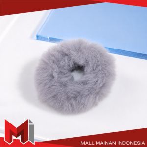 MallMainan-C877 Ikat Rambut Bulu Pompom Polos Elastis Korean Style / Scrunchie Ponytail Ikat Rambut