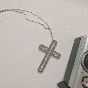 Hmeme Y2k chéo lưỡi Acrylic Mặt dây chuyền vòng cổ cho phụ nữ người đàn ông Harajuku xương đòn chuỗi thẩm mỹ đồ trang sức