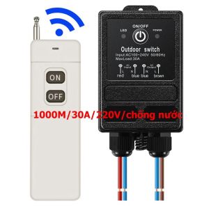 Bộ công tắc điều khiển từ xa máy bơm nước 1000m (1km) 30A 220v [CHỐNG NƯỚC]