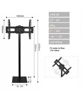 Rotate TV stand SPEEDSMOUNT with wheels mobile cart  monitor digital siganage smart screen /interactive display touchscreen mount bracket